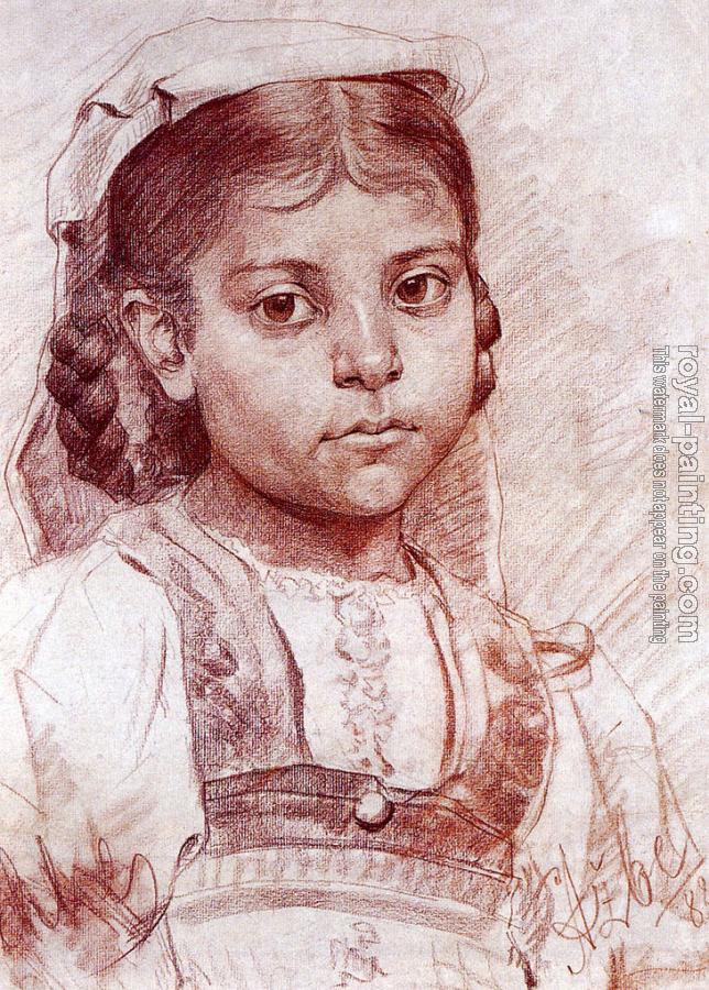 Anton Azbe : Portrait of a dalmatian girl